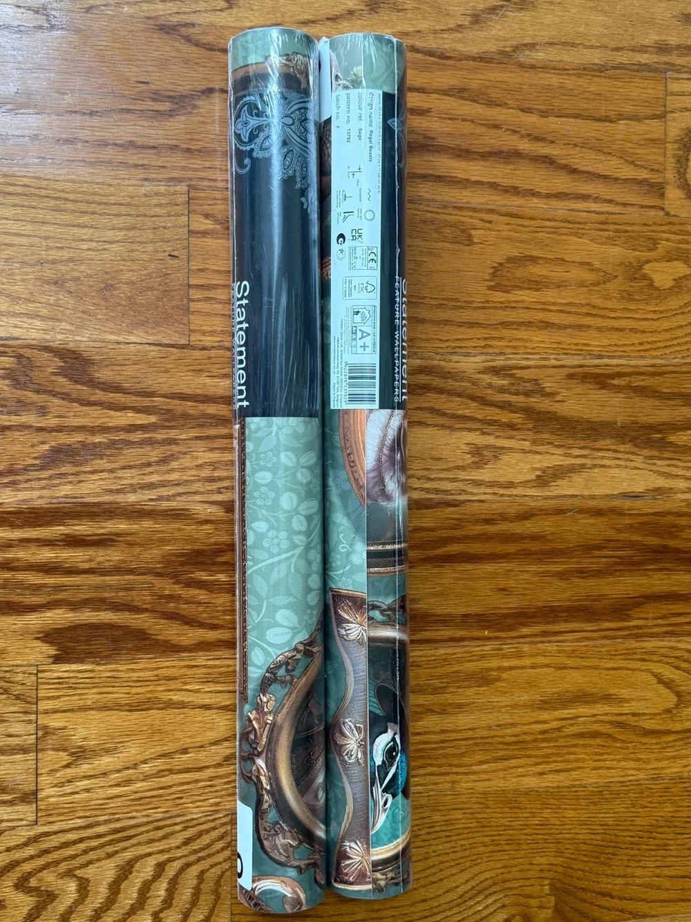 2 rolls Holden Wallpaper- Regal Beasts Sage Green Background, 56 sq ft, New!